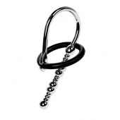 Серебристый уретральный плаг-бусины TOYFA Metal с мягким фиксириющим кольцом - ToyFa - купить с доставкой в Великом Новгороде