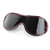 Чёрная перфорированная маска из кожи с красной строчкой - БДСМ Арсенал - купить с доставкой в Великом Новгороде