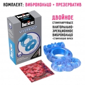 Голубое эрекционное виброкольцо Luxe VIBRO  Дьявол в доспехах  + презерватив - Luxe - в Великом Новгороде купить с доставкой