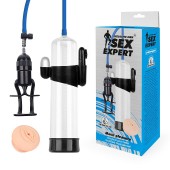 Прозрачная вакуумная вибропомпа Sex Expert с насадкой-вагиной - Sex Expert - в Великом Новгороде купить с доставкой