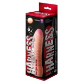 Телесная изогнутая насадка на Harness с коннектором BLACK LINE - 17 см. - LOVETOY (А-Полимер) - купить с доставкой в Великом Новгороде