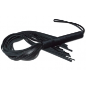 Чёрная кожаная плеть с жесткой ручкой - 63 см. - Sitabella - купить с доставкой в Великом Новгороде