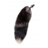 Серебристая металлическая анальная втулка с хвостом чернобурой лисы - размер S - ToyFa - купить с доставкой в Великом Новгороде