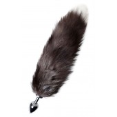 Серебристая металлическая анальная втулка с хвостом чернобурой лисы - размер S - ToyFa - купить с доставкой в Великом Новгороде