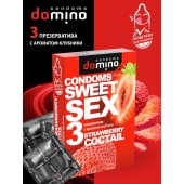 Презервативы для орального секса DOMINO Sweet Sex с ароматом клубничного коктейля  - 3 шт. - Domino - купить с доставкой в Великом Новгороде