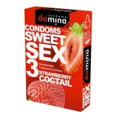 Презервативы для орального секса DOMINO Sweet Sex с ароматом клубничного коктейля  - 3 шт. - Domino - купить с доставкой в Великом Новгороде