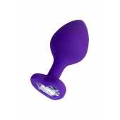 Фиолетовая анальная втулка Diamond Heart с прозрачным кристаллом - 8 см. - ToyFa - купить с доставкой в Великом Новгороде