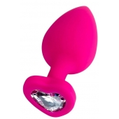 Розовая анальная втулка Diamond Heart с прозрачным кристаллом - 9,5 см. - ToyFa - купить с доставкой в Великом Новгороде Розовая анальная втулка Diamond Heart с прозрачным кристаллом - 9,5 см. - ToyFa - купить с доставкой в Великом Новгороде