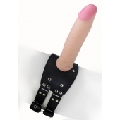Черный узкий пояс на бедро с телесной насадкой - LOVETOY (А-Полимер) - купить с доставкой в Великом Новгороде