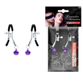 Оригинальные зажимы на соски с фиолетовыми шариками - Notabu - купить с доставкой в Великом Новгороде