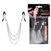 Оригинальные зажимы на соски с тройной цепочкой - Notabu - купить с доставкой в Великом Новгороде