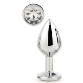 Серебристая анальная втулка с прозрачным кристаллом - 7,1 см. - Dream Toys - купить с доставкой в Великом Новгороде