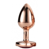 Золотистая анальная втулка с кристаллом-сердечком розового цвета - 7,1 см. - Dream Toys - купить с доставкой в Великом Новгороде