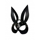 Черная кожаная маска зайки Miss Bunny - БДСМ Арсенал - купить с доставкой в Великом Новгороде