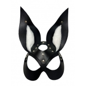 Черная маска зайки с белым мехом на ушках Miss Bunny - БДСМ Арсенал - купить с доставкой в Великом Новгороде