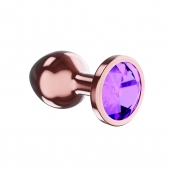 Пробка цвета розового золота с фиолетовым кристаллом Diamond Amethyst Shine S - 7,2 см. - Lola Games - купить с доставкой в Великом Новгороде