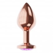 Пробка цвета розового золота с фиолетовым кристаллом Diamond Amethyst Shine S - 7,2 см. - Lola Games - купить с доставкой в Великом Новгороде