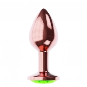 Пробка цвета розового золота с лаймовым кристаллом Diamond Emerald Shine S - 7,2 см. - Lola Games - купить с доставкой в Великом Новгороде