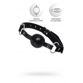 Черный кляп-шар на кожаных ремешках Anonymo - ToyFa - купить с доставкой в Великом Новгороде