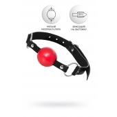 Красный кляп-шар на черных ремешках Anonymo - ToyFa - купить с доставкой в Великом Новгороде