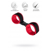 Красно-черные велюровые наручники Anonymo - ToyFa - купить с доставкой в Великом Новгороде