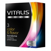 Цветные ароматизированные презервативы VITALIS PREMIUM color   flavor - 3 шт. - Vitalis - купить с доставкой в Великом Новгороде