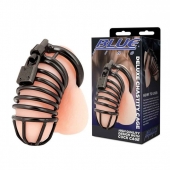 Черная металлическая клетка с замком Deluxe Chastity Cage - BlueLine - купить с доставкой в Великом Новгороде