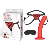 Красный поясной фаллоимитатор Red Heart Strap on Harness   5in Dildo Set - 12,25 см. - Lux Fetish - купить с доставкой в Великом Новгороде