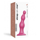 Розовая насадка Strap-On-Me Dildo Plug Beads size L - Strap-on-me - купить с доставкой в Великом Новгороде