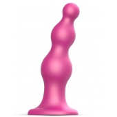 Розовая насадка Strap-On-Me Dildo Plug Beads size L - Strap-on-me - купить с доставкой в Великом Новгороде