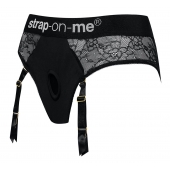 Черные трусики для насадок Diva Lingerie Harness - size S - Strap-on-me - купить с доставкой в Великом Новгороде