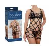 Черное платье Boudica в виде сетки из кожаных полос - Sitabella купить с доставкой