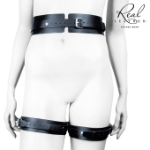 Черный кожаный пояс с гартерами - S-M - Notabu - купить с доставкой в Великом Новгороде