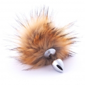 Серебристая анальная пробка с коричневым хвостиком - Crazy Handmade в Великом Новгороде Серебристая анальная пробка с коричневым хвостиком - Crazy Handmade