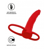 Красная насадка на пенис для двойного проникновения Black Red - 16,5 см. - ToyFa - купить с доставкой в Великом Новгороде
