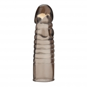 Дымчатая насадка-удлинитель Ribbed Realistic Penis Enhancing Sleeve Extension - 15,2 см. - BlueLine - в Великом Новгороде купить с доставкой