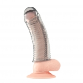 Текстурированная насадка на пенис Clear Textured Penis Enhancing Sleeve Extension - 16,5 см. - BlueLine - в Великом Новгороде купить с доставкой