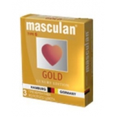 Презервативы Masculan Ultra Gold с золотым напылением и ароматом ванили - 3 шт. - Masculan - купить с доставкой в Великом Новгороде