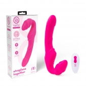 Розовый безремневой страпон на радиоуправлении Strapless Together - 22 см. - Together Toy - купить с доставкой в Великом Новгороде