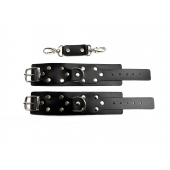 Черные кожаные наручники Sex Game - БДСМ Арсенал - купить с доставкой в Великом Новгороде