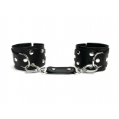 Черные кожаные наручники Sex Game - БДСМ Арсенал - купить с доставкой в Великом Новгороде