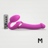 Ярко-розовый безремневой страпон Multi Orgasm Size M с клиторальной стимуляцией - Strap-on-me - купить с доставкой в Великом Новгороде