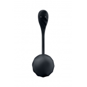 Черное виброяйцо Ribbed Petal с пультом ДУ - Satisfyer