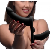 Черный вибрострапон Double Take 10X Double Penetration Vibrating Strap-on Harness - XR Brands - купить с доставкой в Великом Новгороде