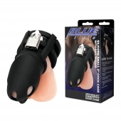 Черная клетка для пениса Silicone Small 2 in Cock Cage With Ball Divider - BlueLine - купить с доставкой в Великом Новгороде