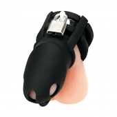Черная клетка для пениса Silicone Small 2 in Cock Cage With Ball Divider - BlueLine - купить с доставкой в Великом Новгороде