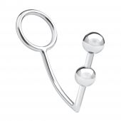 Кольцо на пенис с анальным стимулятором Two Bead Stainless Steel Anal Hook   Cock Ring - BlueLine - в Великом Новгороде купить с доставкой
