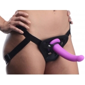 Лиловый поясной страпон Navigator Silicone G-Spot Dildo with Harness - 17,8 см. - XR Brands - купить с доставкой в Великом Новгороде