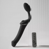 Черный безремневой вибрострапон Strap-On-Me Multi Orgasm Size XL - Strap-on-me - купить с доставкой в Великом Новгороде