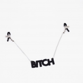 Зажимы на соски с кожаной подвеской Bitch - Crazy Handmade - купить с доставкой в Великом Новгороде